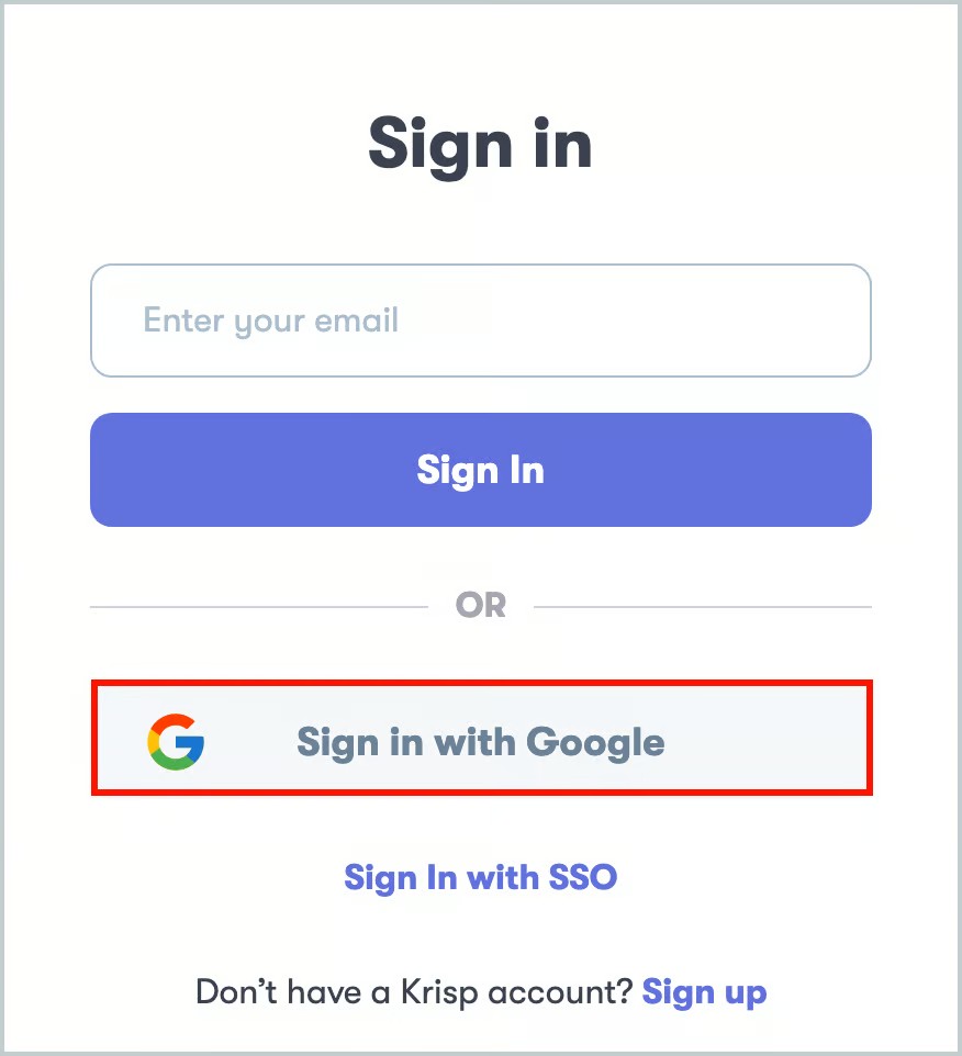 Krispアカウントダッシュボードでサインイン – Krisp